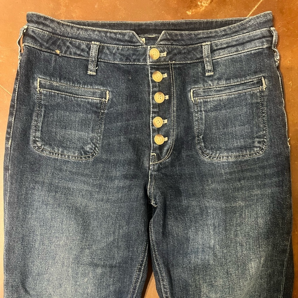 Anthropologie Pilcro High-Rise Slim Utility Jeans size 29 denim dark - Picture 3 of 7